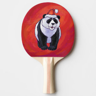 Raquete De Ping Pong Urso Panda em Santa Chapéu em Vermelho