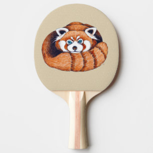 Raquete De Ping Pong Urso-panda vermelho pequeno em bronzeado