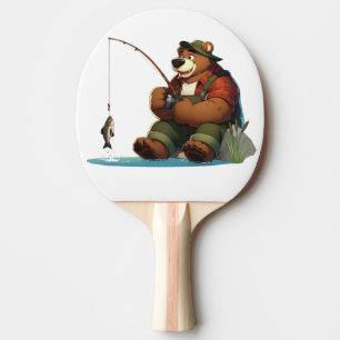 Raquete De Ping Pong Urso pescador fofo ao ar livre