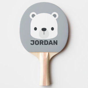 Raquete De Ping Pong Urso Polar Bonito com Nome Personalizado