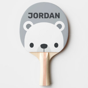 Raquete De Ping Pong Urso Polar Bonito com Nome Personalizado