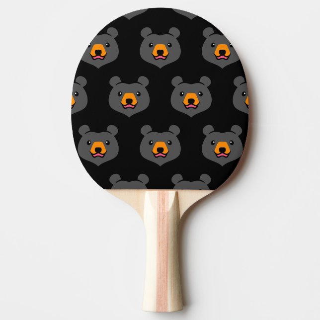 Raquete De Ping Pong Urso preto dos desenhos animados do amante dos (Frente)