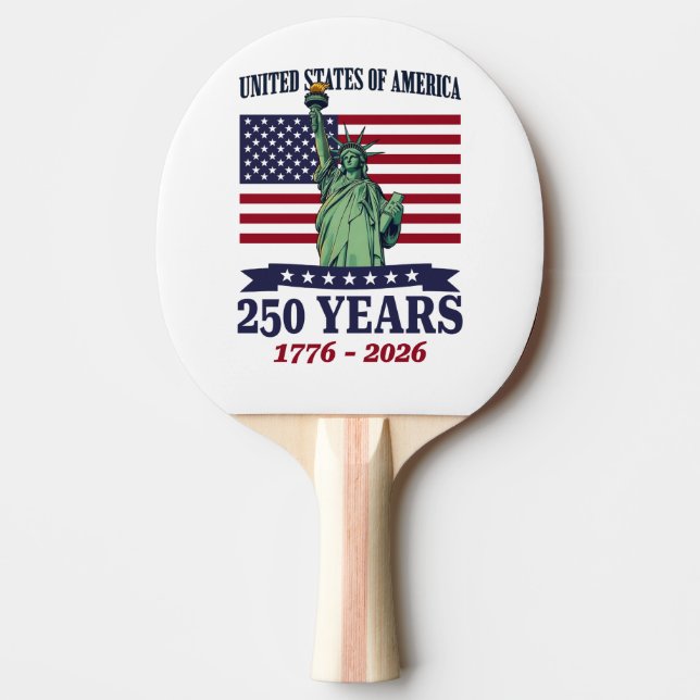 Raquete De Ping Pong USA Statue of Liberty 250 Years 1776-2026 (Frente)