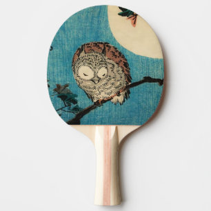 Raquete De Ping Pong Utagawa Hiroshige - Coruja Chifre na Fileira Maple