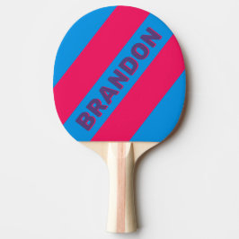 Raquete De Ping Pong Uva Elétrica Retro Listras Ousadas com Nome