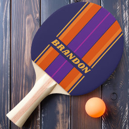 Raquete De Ping Pong Uva Vintage Arco-íris Faixas com Nome