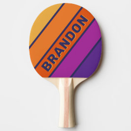 Raquete De Ping Pong Uva Vintage Arco-íris Negrito Listrado com Nome