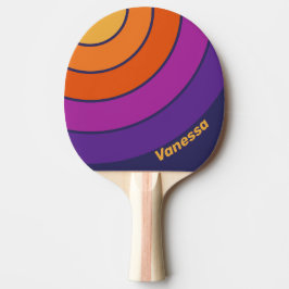 Raquete De Ping Pong Uva Vintage Círculo Arco-íris Listra com Nome