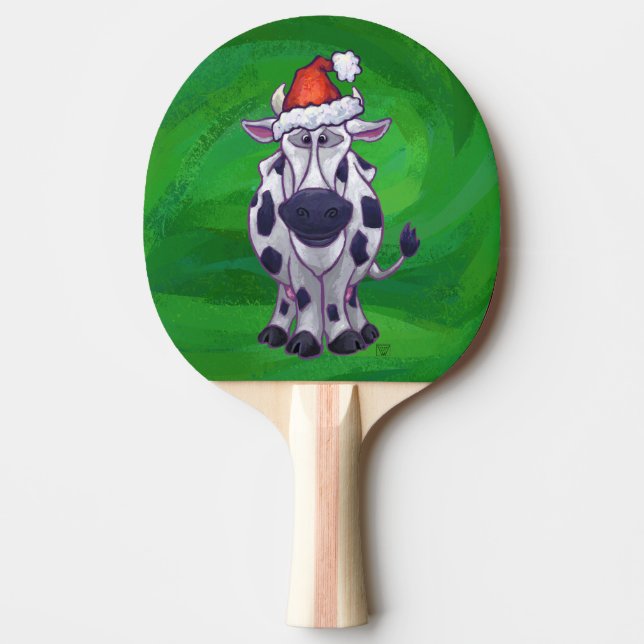 Raquete De Ping Pong Vaca Natal Em Verde (Frente)