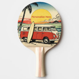 Raquete De Ping Pong Van dos Verões dos Anos 70, Prancha de Surf, Areia