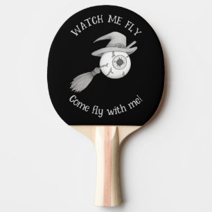 Raquete De Ping Pong Vassoura-de-bruxa do Halloween e bola de olho assu