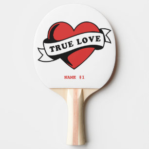 Raquete De Ping Pong Verdadeiro Coração de Tatuagem de Amor Clássico