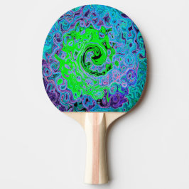 Raquete De Ping Pong Verde Lima Groovy Abstrato Retro Líquido Redemoinh