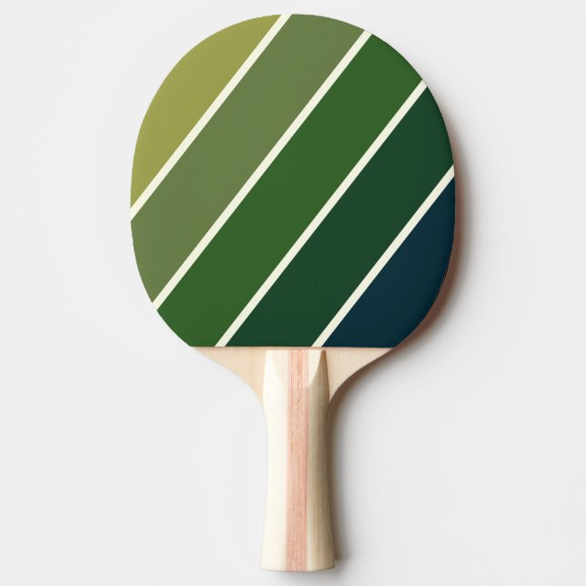 Raquete De Ping Pong Verde Retro Cinco Bold Listrado (Frente)
