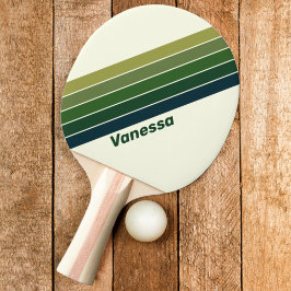 Raquete De Ping Pong Verde Retro cinco Listrado com Nome