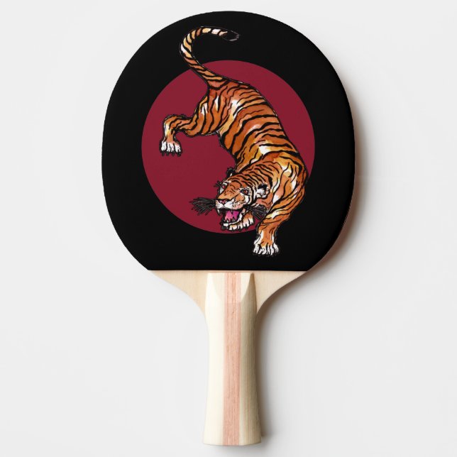 Raquete De Ping Pong Vermelho do Círculo Tigre (Frente)