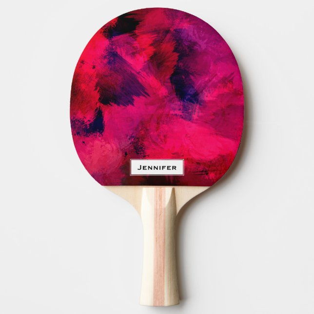 Raquete De Ping Pong Vermelho escuro e roxo, preto e Abstrato moderno (Frente)