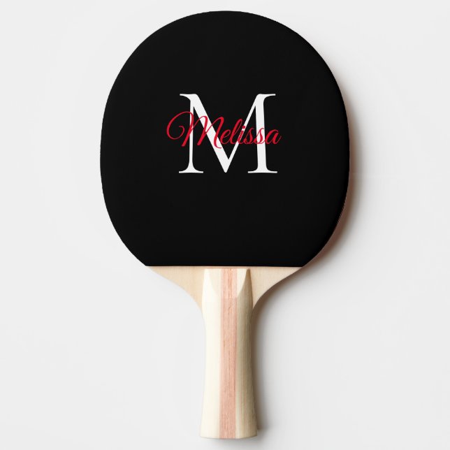Raquete De Ping Pong Vermelho preto simples moderno (Frente)