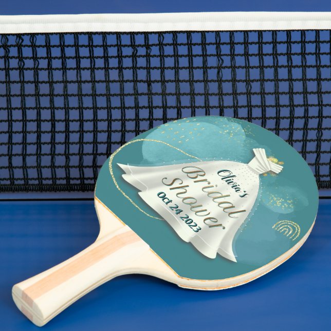 Raquete De Ping Pong Vestido de Noiva Chuveiro de Noiva Azul Escuro Dou (Insitu)