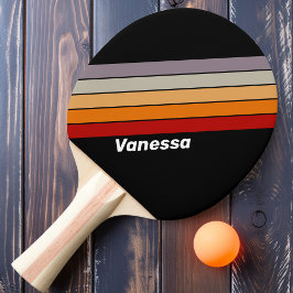 Raquete De Ping Pong Vibe Retrô com Listras Coloridas e Nome