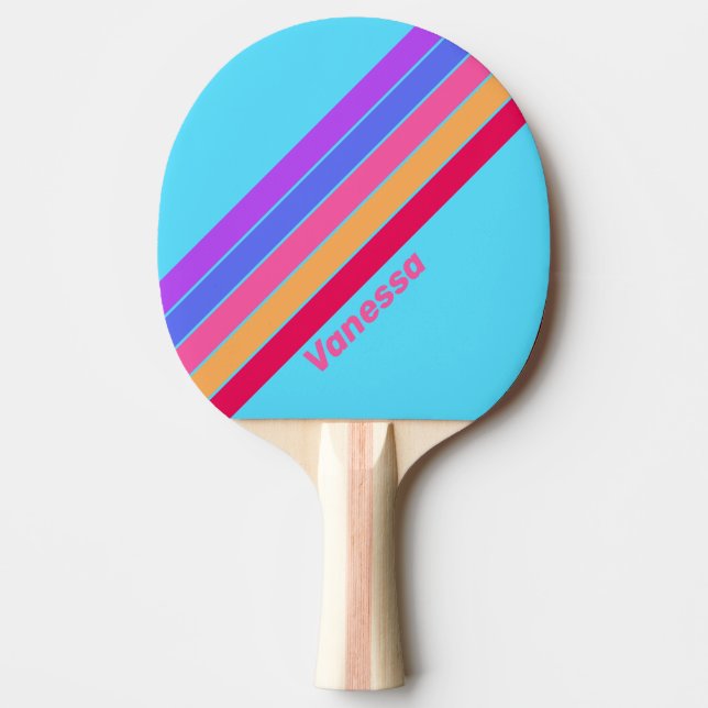 Raquete De Ping Pong Vidro do Mar Listrado com Nome (Frente)