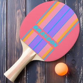 Raquete De Ping Pong Vintage 80s Neon Sunrise do Conselho com Nome