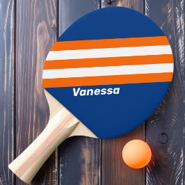 Raquete De Ping Pong Vintage Big City Stripes com nome