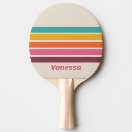 Raquete De Ping Pong Vintage Candy Rainbow Across Striping with Name