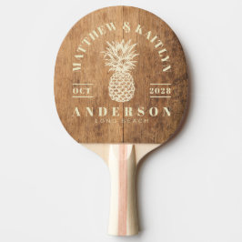 Raquete De Ping Pong Vintage Chopping Block Tropical Pineapple Wedding