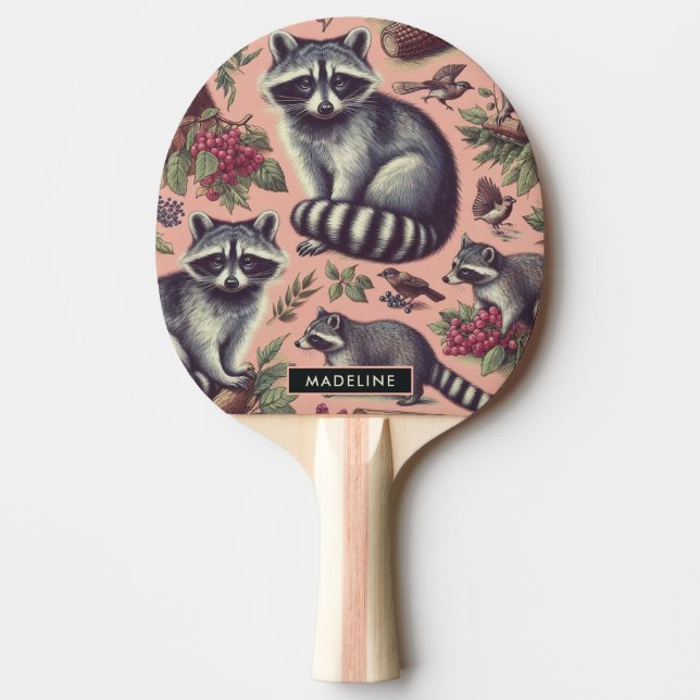 Raquete De Ping Pong Vintage Cute Racoon (Frente)
