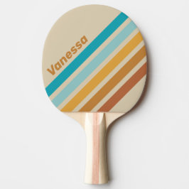 Raquete De Ping Pong Vintage Desert Rainbow Angled Striping with Name