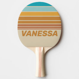 Raquete De Ping Pong Vintage Desert Rainbow Horizon Striping with Name