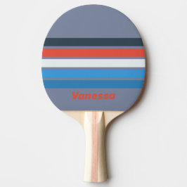 Raquete De Ping Pong Vintage Escuro em Listras com Nome