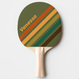 Raquete De Ping Pong Vintage Forest Marsh Angled Striping with Name