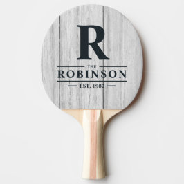 Raquete De Ping Pong Vintage Gray Wood Boards Family Name & Initial