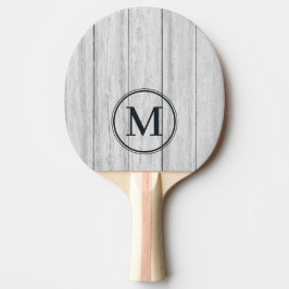 Raquete De Ping Pong Vintage Gray Wood Boards Monogram
