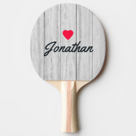 Raquete De Ping Pong Vintage Gray Wood Boards Vintage Heart Signature