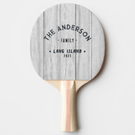 Raquete De Ping Pong Vintage Gray Wood Vintage Seaside Family Name