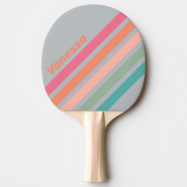 Raquete De Ping Pong Vintage Lilac Charm Angled Striping with Name