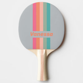 Raquete De Ping Pong Vintage Lilac Charm Pin Striped with Name