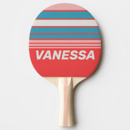 Raquete De Ping Pong Vintage Lipstick Horizon Striping with Name