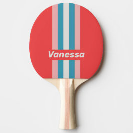 Raquete De Ping Pong Vintage Lipstick Pin Striped with Name