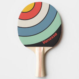 Raquete De Ping Pong Vintage Midnight Circle Stripe with Name