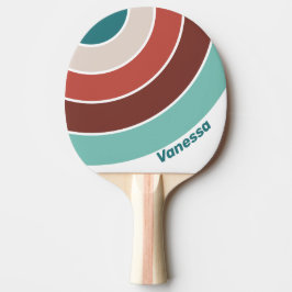 Raquete De Ping Pong Vintage Mint Rainbow Circle Stripe with Name