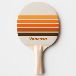 Raquete De Ping Pong Vintage Nascer da Meia-Noite no Arco-íris com Nome