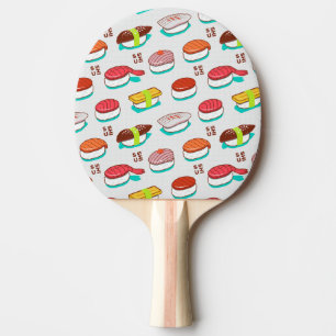 Raquete De Ping Pong Vintage nigiri sushi, padrão de rabisco