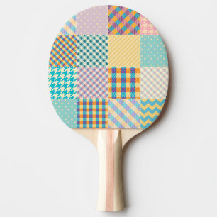 Raquete De Ping Pong Vintage Patchwork: Textile Seamless Background (Co