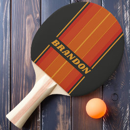 Raquete De Ping Pong Vintage  Pôr do Sol da Meia-Noite Listras de Tábua