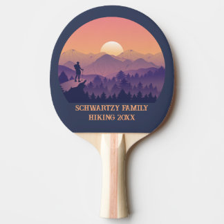 Raquete De Ping Pong Vintage Púrpura Amarelo Hike Sunset