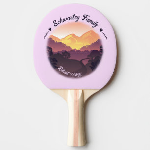 Raquete De Ping Pong Vintage Púrpura Farmhouse Amarelo Montanha Sunset